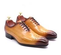 CBVVQFB Scarpe Oxford classiche in pelle da uomo, traspiranti, casual, perfette per matrimoni, feste ed eventi aziendali, giallo-46