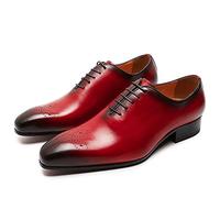 CBVVQFB Scarpe Oxford classiche in pelle da uomo, traspiranti, casual, perfette per matrimoni, feste ed eventi aziendali, rosso-44