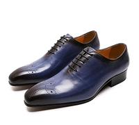 CBVVQFB Scarpe Oxford classiche in pelle da uomo, traspiranti, casual, perfette per matrimoni, feste ed eventi aziendali, blu-43