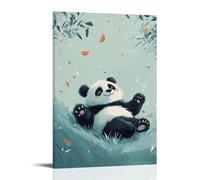 CBWVUWHJW A Chubby Panda Rolling Playfully Down A Gentle Hill, incorniciato su uno sfondo di menta pallido pieno di gioia. Decorazione da parete alla moda, poster artistico da appendere e murale 20 x