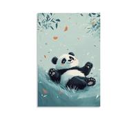 CBWVUWHJW A Chubby Panda Rolling Playfully Down A Gentle Hill, incorniciato su uno sfondo di menta pallido pieno di gioia. Decorazione da parete alla moda, poster artistico da appendere e murale 20 x