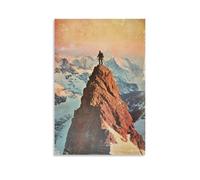 CBWVUWHJW Arrampicata vecchia scuola - Raggiungere nuove vette con coraggio, conquistare le vette nell'era retrò, decorazione da parete alla moda - poster artistico da appendere e murale 60 x 90 cm