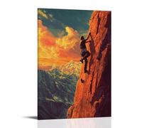 CBWVUWHJW Classica acrobazia di arrampicata su roccia - Raggiungere la cima con stile retrò, conquistare le vette nell'avventura classica, decorazione da parete alla moda - poster artistico da