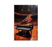 CBWVUWHJW Dipinto ad olio con strumenti musicali, pianoforte a coda in una sala da concerto vuota con illuminazione chiaroscuro spettacolare, decorazione da parete alla moda, poster artistico da