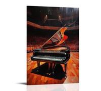 CBWVUWHJW Dipinto ad olio con strumenti musicali, pianoforte a coda in una sala da concerto vuota con illuminazione chiaroscuro spettacolare, decorazione da parete alla moda, poster artistico da