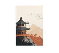 CBWVUWHJW Illustrazione minimalista con pagoda taoista per sale di meditazione decorazione da parete alla moda - poster artistico da appendere e mural40 x 60 cm