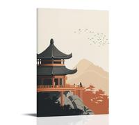 CBWVUWHJW Illustrazione minimalista di pagoda taoista per sale di meditazione decorazione da parete alla moda - poster artistico da appendere e murale 60 x 90 cm