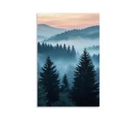 CBWVUWHJW Paesaggio - Alba nebbiosa nella foresta bavarese decorazione da parete alla moda - poster artistico da appendere e murale 40 x 60 cm