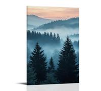 CBWVUWHJW Paesaggio - Alba nebbiosa nella foresta bavarese decorazione da parete alla moda - poster artistico da appendere e murale 40 x 60 cm