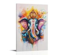 CBWVUWHJW Pittura ad acquerello di Ganesha, per rilassare ed energia positiva, decorazione da parete alla moda, poster artistico da appendere e mural40 x 60 cm