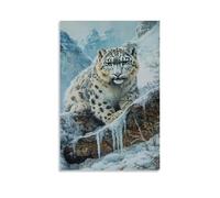 CBWVUWHJW Poster artistico da appendere alla moda con animale, leopardo delle nevi mimetizzato tra rocce ghiacciate nelle montagne dell'Himalaya, 40 x 60 cm