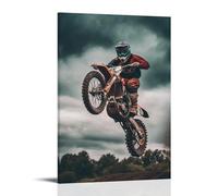 CBWVUWHJW Poster artistico da appendere alla moda con il classico salto di motocross, sfidando la gravità in un'epoca di velocità, spingendo i limiti su ogni pista sterrata, decorazione da parete alla