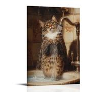 CBWVUWHJW Poster artistico da appendere alla moda con illustrazione di un gatto maestoso che si lava sotto la luce del sole in epoca vittoriana, 30 x 45 cm