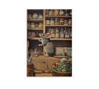 CBWVUWHJW Poster artistico da appendere alla moda con illustrazione di un maestoso topo che caccia nella dispensa, stile vittoriano, 60 x 90 cm