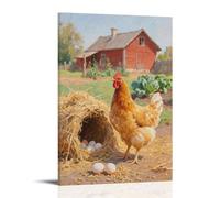 CBWVUWHJW Poster artistico da appendere alla moda con scritta in inglese "A Hen Beside The Chicken Coop, Making Clucking Calls", 40 x 60 cm