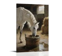 CBWVUWHJW Poster artistico da appendere alla moda con un cavallo che abbassa la testa per bere, naso che si immerge nel secchio, 20 x 30 cm