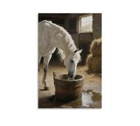 CBWVUWHJW Poster artistico da appendere alla moda con un cavallo che abbassa la testa per bere, naso che si immerge nel secchio, 60 x 90 cm