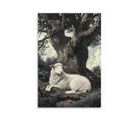 CBWVUWHJW Poster artistico da appendere alla moda in epoca vittoriana di una pecora maestosa che riposa sotto un antico albero di quercia, 40 x 60 cm