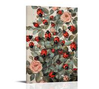 CBWVUWHJW Poster da parete con illustrazione vittoriana di una maestosa coccinella sciame su un cespuglio di rose, decorazione artistica da appendere alla moda, 30 x 45 cm