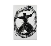 CBWVUWHJW Poster sportivo Aikido con penna a pennello, opera d'arte che mostra un movimento circolare di difesa fluente, decorazione da parete alla moda, poster artistico da appendere e murale 20 x 30
