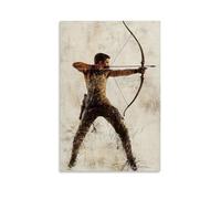 CBWVUWHJW Poster sportivo con arciere che disegna un arco dalla forma perfetta, freccia che sta per essere rilasciata verso un lontano bersaglio di un bullseye, decorazione da parete alla moda, poster