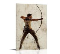 CBWVUWHJW Poster sportivo con arciere che disegna un arco dalla forma perfetta, freccia che sta per essere rilasciata verso un lontano bersaglio di un bullseye, decorazione da parete alla moda, poster
