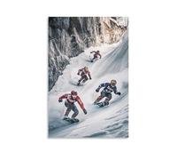 CBWVUWHJW Poster sportivo con croce su ghiaccio, pattinatori in discesa che combattono attraverso il Canyon ghiacciato, decorazione da parete alla moda, poster artistico da appendere e murale 20 x 30