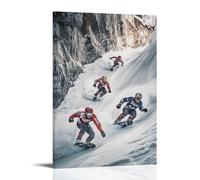 CBWVUWHJW Poster sportivo con croce su ghiaccio, pattinatori in discesa che combattono attraverso il Canyon ghiacciato, decorazione da parete alla moda, poster artistico da appendere e murale 20 x 30