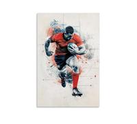 CBWVUWHJW Poster sportivo con giocatore di rugby che affronta il diagramma della forza angolare, decorazione da parete alla moda, poster artistico da appendere e murale 20 x 30 cm