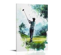 CBWVUWHJW Poster sportivo con illustrazione a inchiostro di golf con paesaggio da fairway ad acquerello, decorazione da parete alla moda, poster artistico da appendere e murale 20 x 30 cm