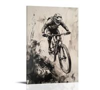 CBWVUWHJW Poster sportivo da appendere alla parete, motivo: mountain bike, con inchiostro lavato, opera d'arte di discesa tecnica, decorazione da parete, 50 x 75 cm