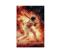 CBWVUWHJW Poster sportivo da parete, motivo: Baseball Slugger Connecting with Fastball Sending Explosive Hit, decorazione da parete alla moda, poster artistico da appendere e murale 20 x 30 cm