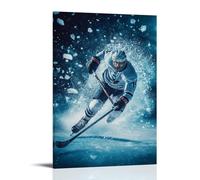 CBWVUWHJW Poster sportivo, giocatore di hockey schiaffeggiato con ghiaccio che vola, decorazione da parete alla moda, poster artistico da appendere e murale 20 x 30 cm