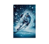 CBWVUWHJW Poster sportivo, giocatore di hockey schiaffeggiato con ghiaccio che vola, decorazione da parete alla moda, poster artistico da appendere e murale 20 x 30 cm