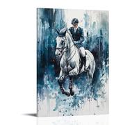 CBWVUWHJW Poster sportivo, pittura ad acquerello equestre di movimento dressage con flusso di criniera dettagliato, decorazione da parete alla moda, poster artistico da appendere e mural40 x 60 cm