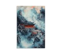 CBWVUWHJW Quadro minimalista con tempio taoista per pareti della sala da meditazione, decorazione da parete alla moda - poster artistico da appendere e murale 20 x 30 cm