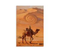 CBWVUWHJW Un cammello che trasporta una brocca d'acqua in bronzo, camminando in un miraggio, dune di sabbia che scorrono come onde, decorazione da parete alla moda - poster artistico da appendere e