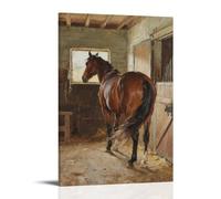 CBWVUWHJW Un cavallo sta nella stalla, decorazione da parete alla moda con la coda, poster artistico da appendere e murale 30 x 45 cm
