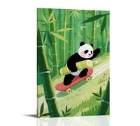 CBWVUWHJW Un panda su uno skateboard che corre giù per un pendio della foresta di bambù, il bambù spara tra le braccia oscillante decorazione da parete alla moda - poster artistico da appendere e