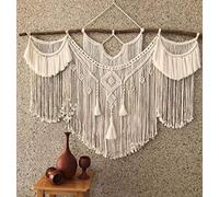 CBXSF Grande Appeso a Parete in macramè Decoro Bohemien Arazzo macramè sopra la Testiera d'Arte Arazzo Intrecciato Decorazioni per Bastone in Legno Naturale,110cm(Larghezza) X 80cm(Lunghezza)