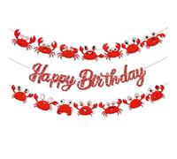 CC HOME 3 pz Granchio Rosso Buon Compleanno Banner Festa Appeso Banner Underwater World Tema Compleanno Nuziale Doccia di Nozze Casa orniture Decorazione