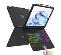 CC Store Custodia con tastiera touchpad per iPad Air 13" e iPad Pro 12.9, Multi-Touch Trackpad, 7 colori retroilluminati, girevole a 180° e portamatite, per iPad Pro 12,9 (6a, 5a, 4a, 3a generazione