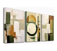 CcacHe 3 Pezzi Quadro decorativo Boho, oro, verde Quadri Astratti Su Tela Arancione Minimalista Quadro Moderno Soggiorno Sala Da Pranzo Bagno Cucina e Ufficio - 40x60cm x3 Incorniciato