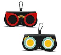 CCAIPU 2 pezzi Custodia per Occhiali, Custodia per Occhiali Portatile in Pelle PU Cartoon Morbida Custodia Protettiva per Occhiali da Sole per Donne Uomini Bambini (A)