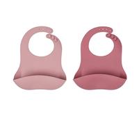 CCAIPU 2pcs Bavaglini In Silicone | Bavaglino Per L'Alimentazione Con Vassoio Di Raccolta | Senza Bpa, Lavabile, Impermeabile | Morbido E Facile Da Pulire | Per Neonati E Bambini. (Rosa-Rosa scuro)