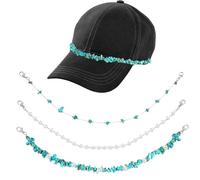 CCAIPU 3 Pezzi Catene per Cappelli, Charms Cappelli Decorazione per Donna Uomo Catene Staccabili in Metallo Accessori per Cappello da Berretto da Baseball (Color-A)