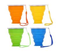 CCAIPU 4 Pezzi Tazza Pieghevole In Silicone Con Coperchio In Plastica, Tazza Pieghevole Senza Bpa, Tazza Pieghevole Riutilizzabile Per Campeggio All'Aperto, Picnic, Escursioni E Viaggi