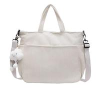 CCAIPU Borsa da Donna, Borsa a Tracolla in Velluto a Coste, Grande Shopping Bag Adatta per il Lavoro, l'ufficio, i viaggi, Lo shopping, la Scuola e Altre Occasioni. (Beige)
