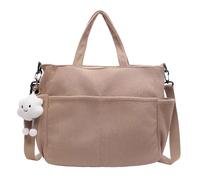 CCAIPU Borsa da Donna, Borsa a Tracolla in Velluto a Coste, Grande Shopping Bag Adatta per il Lavoro, l'ufficio, i viaggi, Lo shopping, la Scuola e Altre Occasioni. (Cachi)