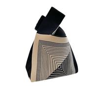 CCAIPU Borsa Tote a Maglia per Donne, Riutilizzabile Shopping Bag Carino Moda Mini a Mano Casual Carry Knitting da Polso (Nero)